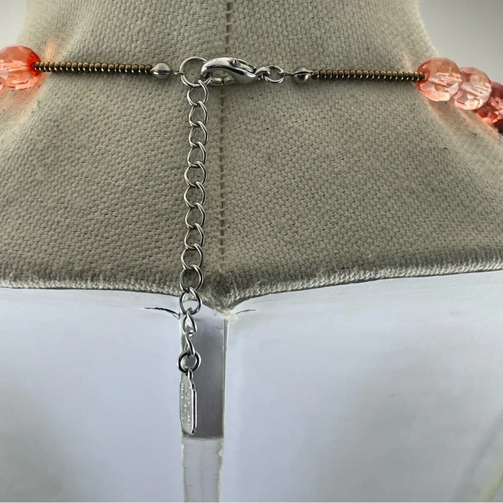 Chunky Stone and Glass Beaded Statement Necklace Unique Made in USA